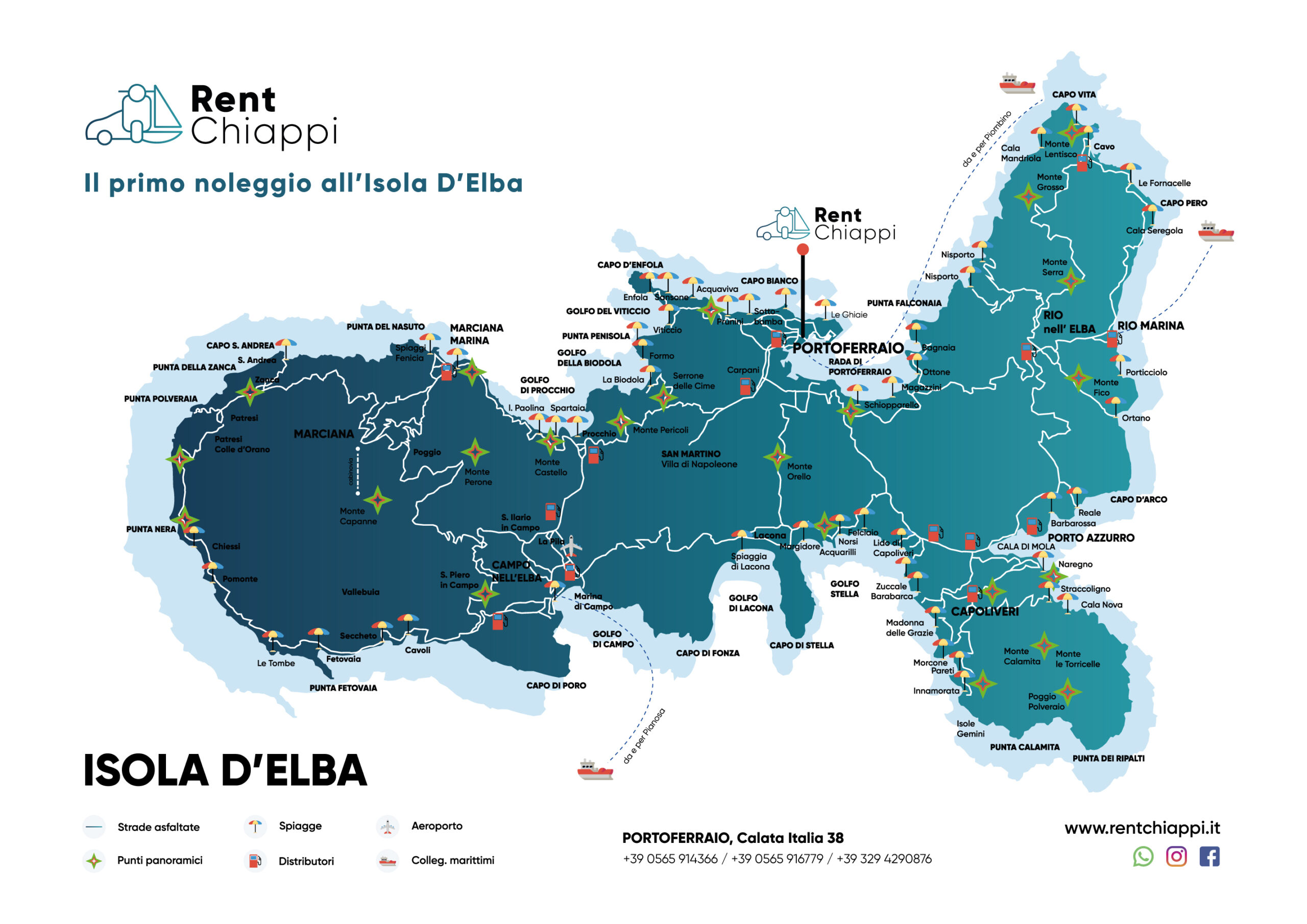 Mappa Isola D'Elba - Rent Chiappi
